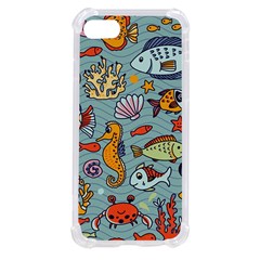 Cartoon Underwater Seamless Pattern With Crab Fish Seahorse Coral Marine Elements Iphone Se