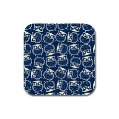 Cute Seamless Owl Background Pattern Rubber Square Coaster (4 Pack) by Grandong