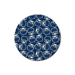 Cute Seamless Owl Background Pattern Rubber Coaster (round) by Grandong