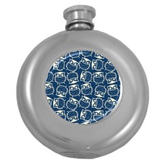 Cute Seamless Owl Background Pattern Round Hip Flask (5 Oz) by Grandong