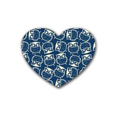 Cute Seamless Owl Background Pattern Rubber Coaster (heart) by Grandong