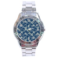 Cute Seamless Owl Background Pattern Stainless Steel Analogue Watch