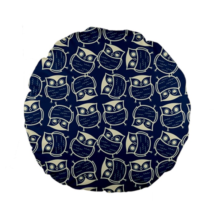 Cute Seamless Owl Background Pattern Standard 15  Premium Flano Round Cushions