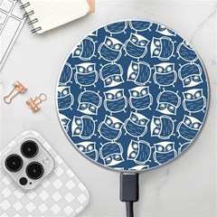 Cute Seamless Owl Background Pattern Wireless Fast Charger(white) by Grandong