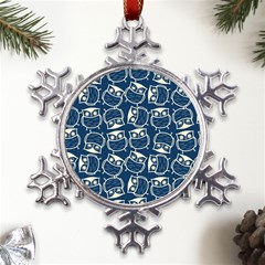 Cute Seamless Owl Background Pattern Metal Large Snowflake Ornament