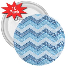 Seamless Pattern Of Cute Summer Blue Line Zigzag 3  Buttons (10 Pack)  by Grandong