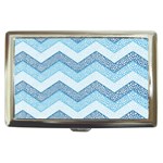 Seamless Pattern Of Cute Summer Blue Line Zigzag Cigarette Money Case Front