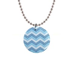 Seamless Pattern Of Cute Summer Blue Line Zigzag 1  Button Necklace by Grandong