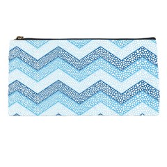 Seamless Pattern Of Cute Summer Blue Line Zigzag Pencil Case by Grandong