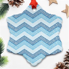 Seamless Pattern Of Cute Summer Blue Line Zigzag Snowflake Ornament (two Sides) by Grandong