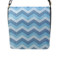 Seamless Pattern Of Cute Summer Blue Line Zigzag Flap Closure Messenger Bag (l) by Grandong