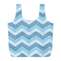 Seamless Pattern Of Cute Summer Blue Line Zigzag Full Print Recycle Bag (l) by Grandong