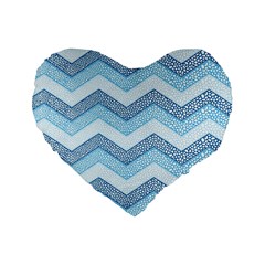 Seamless Pattern Of Cute Summer Blue Line Zigzag Standard 16  Premium Flano Heart Shape Cushions by Grandong