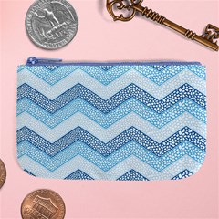 Seamless Pattern Of Cute Summer Blue Line Zigzag Large Coin Purse by Grandong