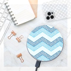 Seamless Pattern Of Cute Summer Blue Line Zigzag Wireless Fast Charger(white) by Grandong