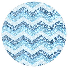 Seamless Pattern Of Cute Summer Blue Line Zigzag Round Trivet by Grandong