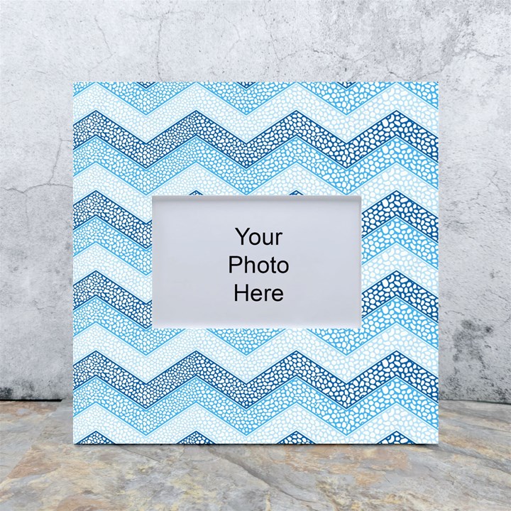 Seamless Pattern Of Cute Summer Blue Line Zigzag White Box Photo Frame 4  x 6 