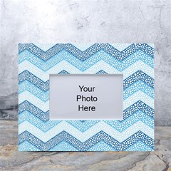 Seamless Pattern Of Cute Summer Blue Line Zigzag White Tabletop Photo Frame 4 x6  by Grandong