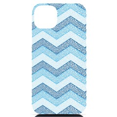 Seamless Pattern Of Cute Summer Blue Line Zigzag Iphone 14 Plus Black Uv Print Case by Grandong