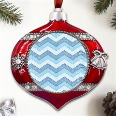 Seamless Pattern Of Cute Summer Blue Line Zigzag Metal Snowflake And Bell Red Ornament by Grandong