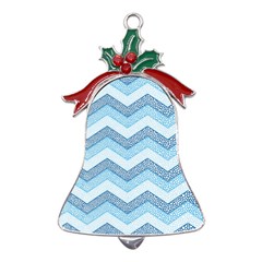 Seamless Pattern Of Cute Summer Blue Line Zigzag Metal Holly Leaf Bell Ornament by Grandong