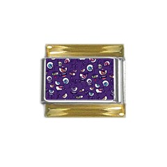 Eye Artwork Decor Eyes Pattern Purple Form Backgrounds Illustration Gold Trim Italian Charm (9mm) by Grandong