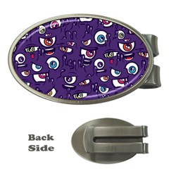 Eye Artwork Decor Eyes Pattern Purple Form Backgrounds Illustration Money Clips (oval)  by Grandong