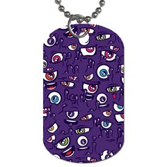 Eye Artwork Decor Eyes Pattern Purple Form Backgrounds Illustration Dog Tag (one Side) by Grandong