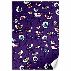 Eye Artwork Decor Eyes Pattern Purple Form Backgrounds Illustration Canvas 12  X 18  by Grandong