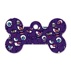 Eye Artwork Decor Eyes Pattern Purple Form Backgrounds Illustration Dog Tag Bone (two Sides) by Grandong