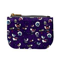 Eye Artwork Decor Eyes Pattern Purple Form Backgrounds Illustration Mini Coin Purse by Grandong