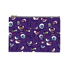 Eye Artwork Decor Eyes Pattern Purple Form Backgrounds Illustration Cosmetic Bag (large) by Grandong