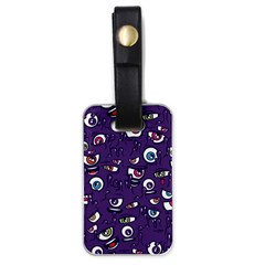 Eye Artwork Decor Eyes Pattern Purple Form Backgrounds Illustration Luggage Tag (one Side) by Grandong