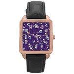 Eye Artwork Decor Eyes Pattern Purple Form Backgrounds Illustration Rose Gold Leather Watch  Front