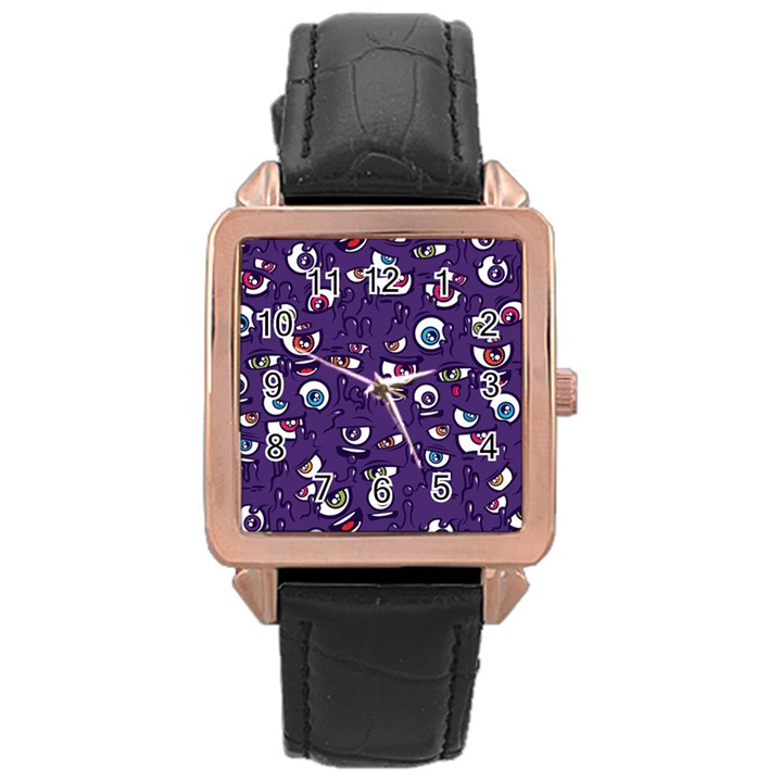 Eye Artwork Decor Eyes Pattern Purple Form Backgrounds Illustration Rose Gold Leather Watch 