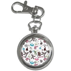 Christmas Themed Collage Winter House New Year Key Chain Watches by Grandong