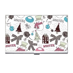 Christmas Themed Collage Winter House New Year Business Card Holder by Grandong