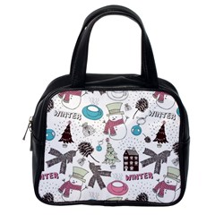 Christmas Themed Collage Winter House New Year Classic Handbag (one Side) by Grandong