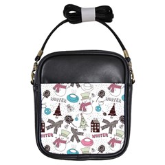 Christmas Themed Collage Winter House New Year Girls Sling Bag by Grandong