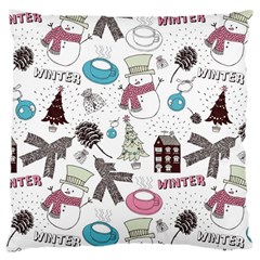 Christmas Themed Collage Winter House New Year Large Cushion Case (one Side) by Grandong