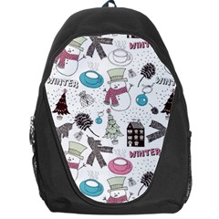 Christmas Themed Collage Winter House New Year Backpack Bag by Grandong