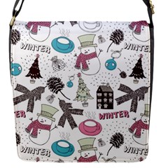 Christmas Themed Collage Winter House New Year Flap Closure Messenger Bag (s) by Grandong