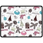 Christmas Themed Collage Winter House New Year Two Sides Fleece Blanket (Large) 80 x60  Blanket Front