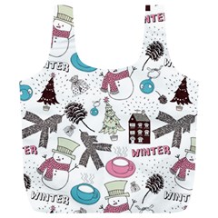 Christmas Themed Collage Winter House New Year Full Print Recycle Bag (xl) by Grandong