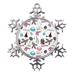 Christmas Themed Collage Winter House New Year Metal Large Snowflake Ornament by Grandong