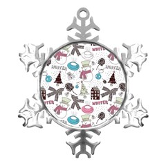 Christmas Themed Collage Winter House New Year Metal Small Snowflake Ornament by Grandong