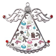 Christmas Themed Collage Winter House New Year Metal Angel With Crystal Ornament by Grandong