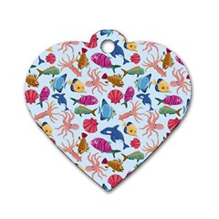 Sea Creature Themed Artwork Underwater Background Pictures Dog Tag Heart (two Sides) by Grandong