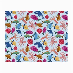 Sea Creature Themed Artwork Underwater Background Pictures Small Glasses Cloth (2 Sides) by Grandong