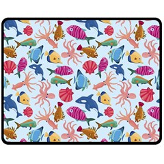 Sea Creature Themed Artwork Underwater Background Pictures Two Sides Fleece Blanket (medium) by Grandong